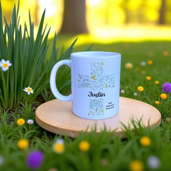 Keramiktasse personalisiert - Kommunion  Konfirmation mit Namen und Datum - Namenstasse - Artikel-Nr. 1100005